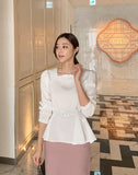 Minoa tweed belt blouse