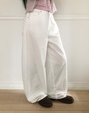 Colf back banding wide pants