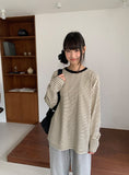 [unisex] Kemppa Stripe Over Round Long Sleeve Tee