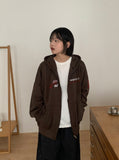 Cohidden Embroidery Printing Two-Way Over Hood Zip-Up