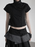 Mode Half-Neck Trench Blouse