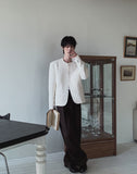 Shaki Tweed Round Jacket