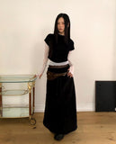 Horin Shirring Half Turtleneck Short Sleeve T-Shirt