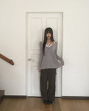 Hoshiv Button Shirring Layered Long Sleeve T-Shirt