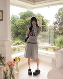 Nell Number Print One Off-Shoulder Long-Sleeve T-Shirt