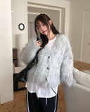 Puppy Hairy Wool Knit Cardigan