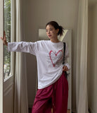 Heart point lettering cotton long sleeves