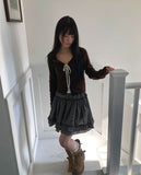 Bran Double Frill Check Midi Skirt