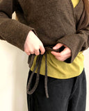 [Fake Layered /Wool] Dodge Color Matching Halter Sleeveless Strap Wrap Knit