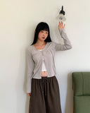 Gyuri Frill Bean Button Long Sleeve Cardigan