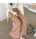 Tight Pleats Slim Semi-Wide Straight Banding Pants