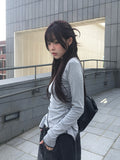 Pencil Layered Unbalanced Color Matching Line T-Shirt
