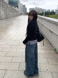 Andy Roll-Up Wide Washing Denim Pants
