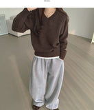 V-Neck Shirring Loose Fit Daily Knit