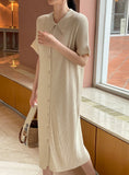 Shaver Collar Rib Knit Long One Piece