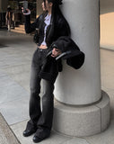 Tabi Black Denim Washing Bootcut Denim Pants