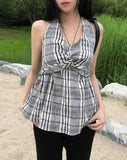 Sov Check Halter Blouse