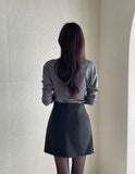 Tome Wool A-line Wrap Mini Skirt