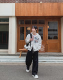 Look Fire Buckle Balloon Wide Denim Pants