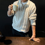 Rope Cable Half Zip-up Knit