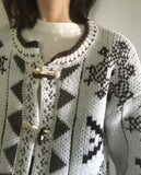 Enin Nordic Duffle Button Short Knit Cardigan