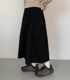 Kaopi Cotton Banding Cargo Long Skirt