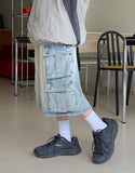 Lilbet denim cargo bermuda pants