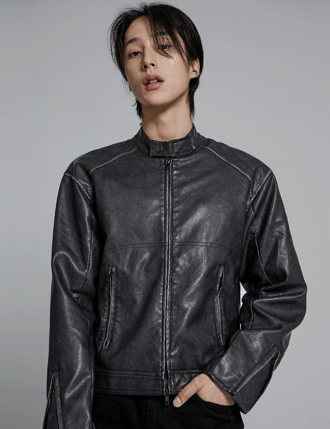 【COSYHARU】Vintage washing biker jacket COSYHARU (コシハル) - ビンテージウォッシングバイカー