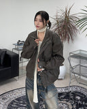 Heads oversized fit leather jacket