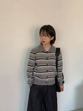 Tamen Stripe Collar Knit Cardigan