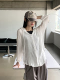 Gelato Summer Boxy See-through Hood Long Sleeve Shirt Cardigan