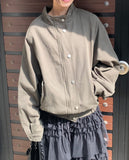 Bern Loose Fit Stud Cotton Bomber Jacket