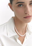 Noailles Silver (C) White Pearl Necklace 8mm