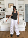 KNEE PINTUCK STUD PANTS