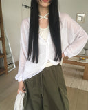 Tskin See-through Linen Hooded Cardigan