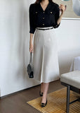 Boybi Collar Pocket Three Quarter Sleeve Jacket Blouse