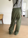 Jed Pintuck Balloon Cotton Cargo Two-Way Long Wide Jogger Pants