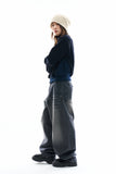 Binen teen brush balloon denim pants