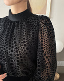 Seldin Velvet See-Through Dot Blouse