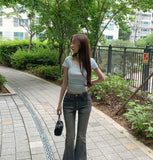 Cooling Hip Padded Low-Rise Stretch Summer Bootcut Denim Pants