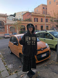 Yoku lettering brushed hood cardigan