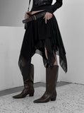 Roach chiffon unbalanced flare skirt