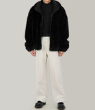Hoodie silky fur jacket