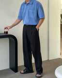 Wrinkle One-Tuck Semi-Wide Banding Slacks