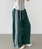 Banding Lace Track Wide Banding Pants