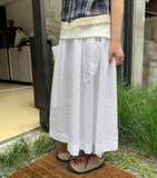 Newel pocket shirring seersucker banding long skirt