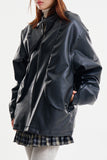 Embossed biker leather jacket