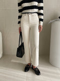 Berge semi straight fit banded cotton pants