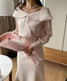 Verna Half Off Shoulder Big Collar Blouse