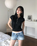Migo Two-Button Vintage Denim Shorts
